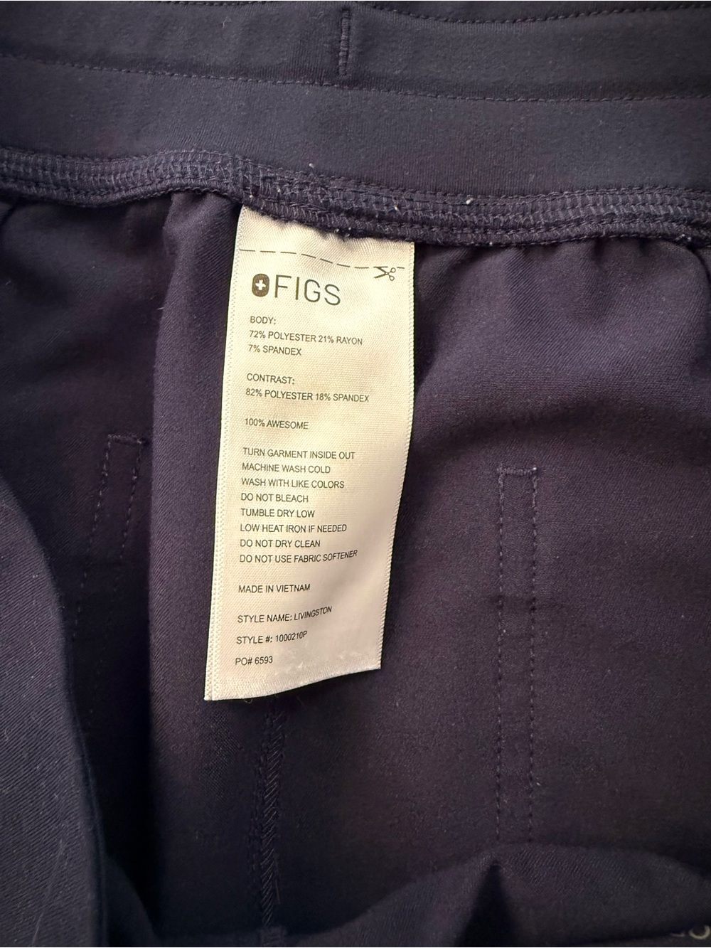 Women’s Figs Scrub Pants - Navy - Highwaisted Livingston (LP) - Picture 3 of 5